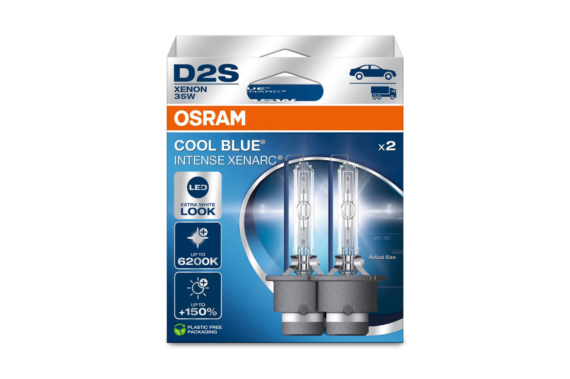 Комплет 2 бројки ксенон сијалици D2S Osram Cool Blue Intense Next Gen 85V, 35W, P32D-2, 6200K, 3200lm