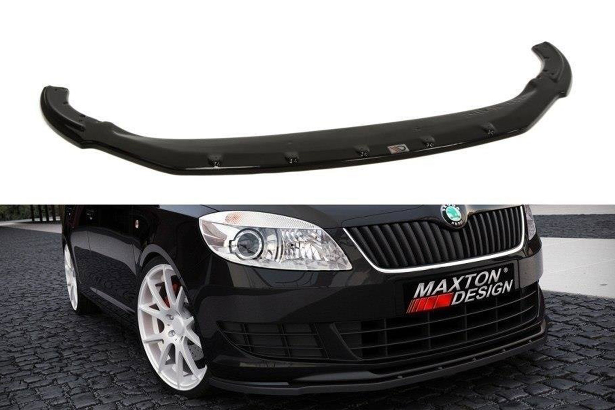 Спојлер Maxton Design за преден стандарден браник на Skoda Fabia Mk2 2010-2014, црн лак