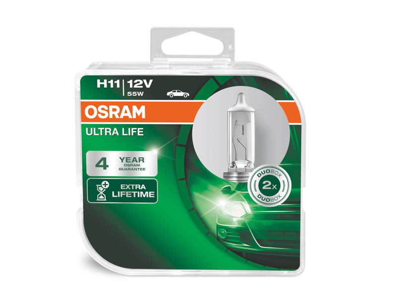 Комплет 2 бр. халогенски сијалици Osram H11 UltraLife 12V, 55W, PGJ19-2