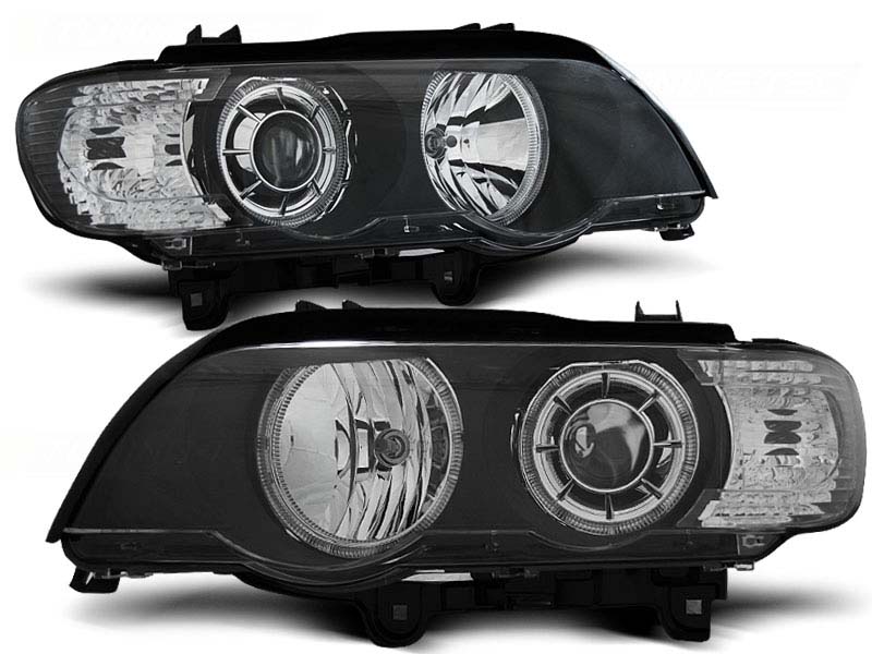 Комплет тунинг фарови со LED ангелски очи за BMW X5 E53 09.1999-10.2003 , лев и десен