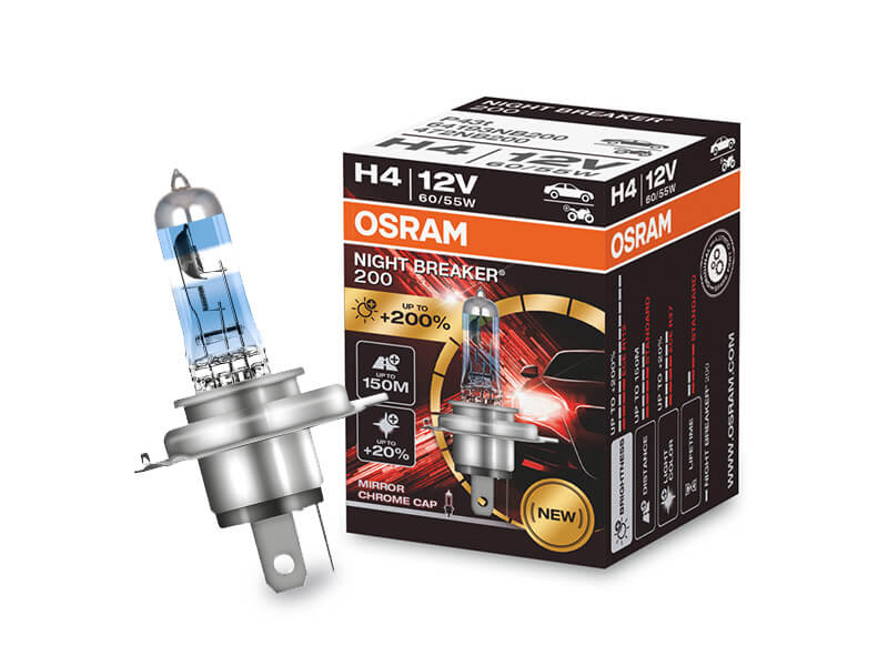 Халогенска сијалица Osram H4 Night Breaker Laser +150% 12V, 60/55W, P14.5s, 1650/1000lm, 1 бр. во кутија