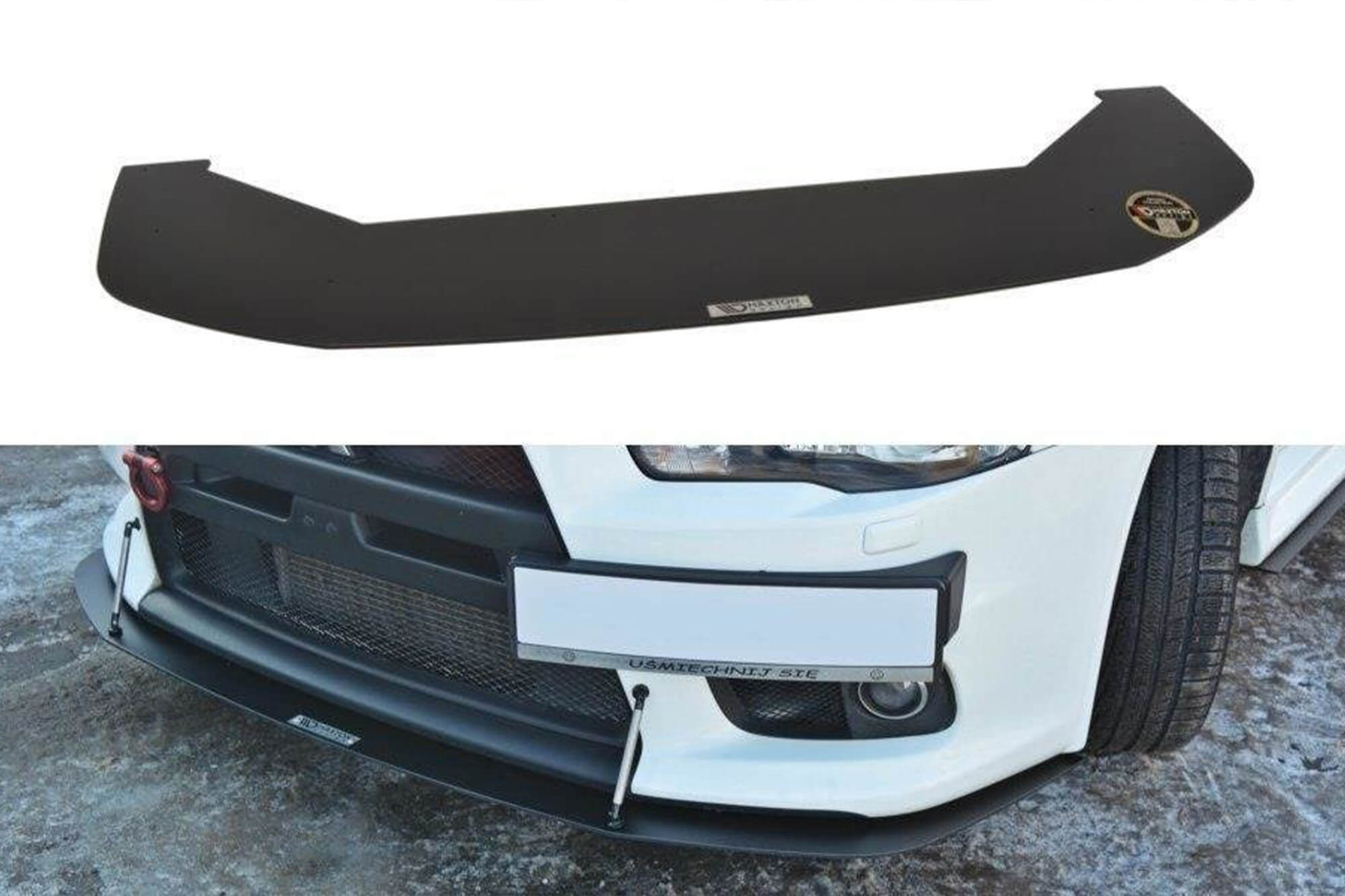 Спојлер  Maxton Design верзија 2 тип Racing за преден  браник на Mitsubishi Lancer Evo X 2007-2015, црн мат