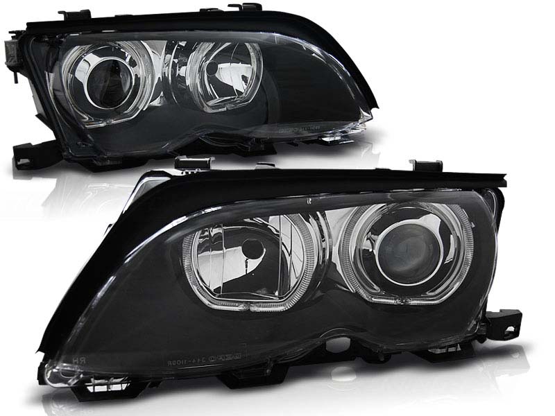 Комплет тунинг фарови со LED ангелски очи за BMW 3 E46 09.2001-03.2005 седан/караван , лев и десен