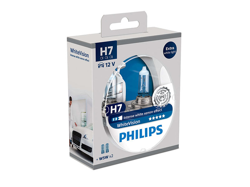 Комплет 2 бр. халогенски сијалици Philips H7 White Vision12V, 55W, PX26D