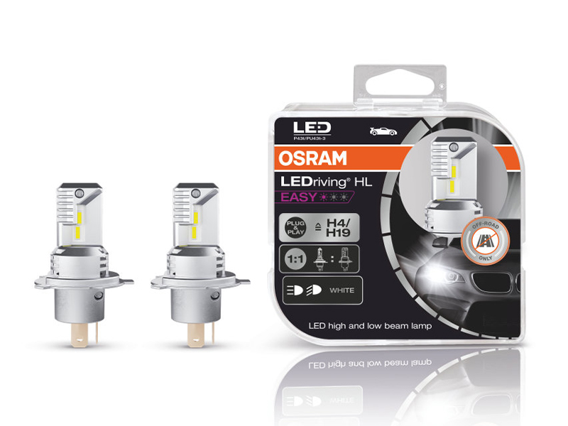 Комплет 2 бројки LED сијалици Osram Easy H4/H19 12V, 16.5/16.5W, 6500K, 1400/1100lm