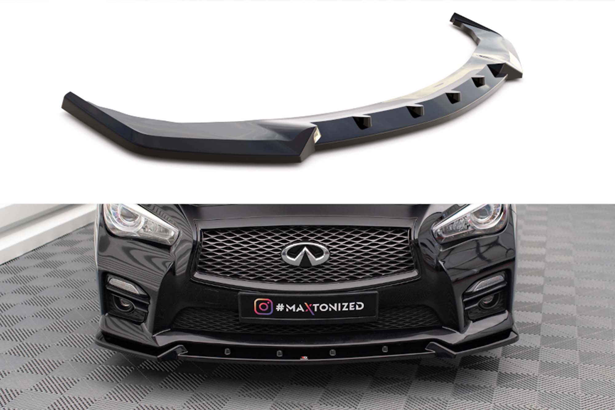 Спојлер  Maxton Design верзија 2 за преден  браник на Infiniti Q50 S Mk1 2013-2016,црн лак