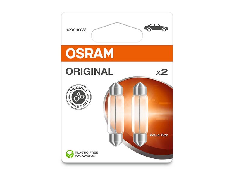 Комплет 2 бр. халогенски сијалици Osram C10W Original 12V, 10W, 42 мм, SV8.5-8