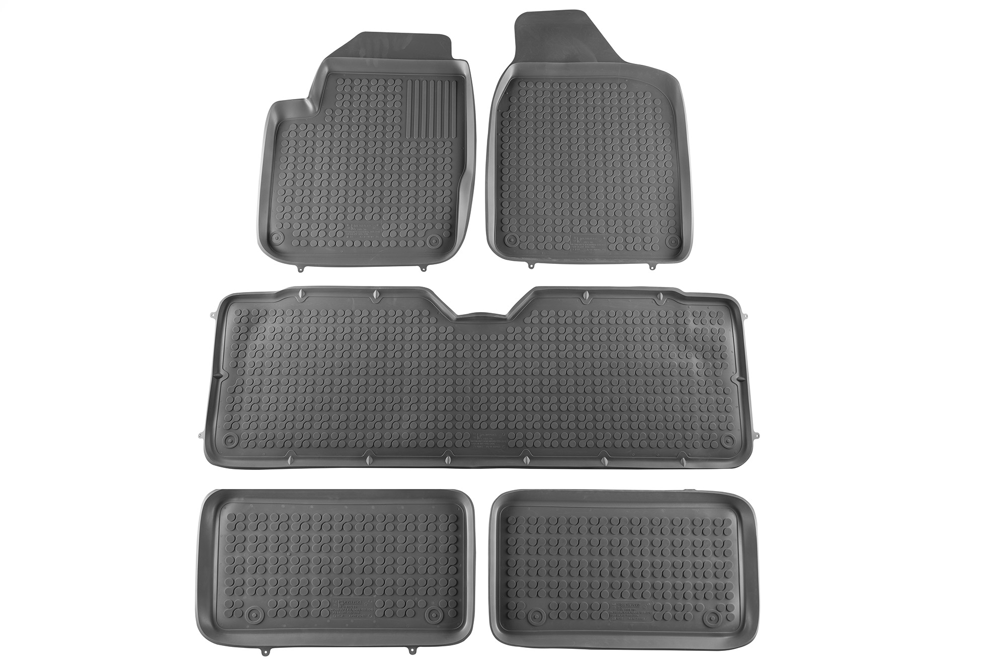 Гумени патосници Rezaw-Plast за VW Sharan Seat Alhambra 1995-2010 Ford Galaxy 1995-2006 7 места 5 дела сиви