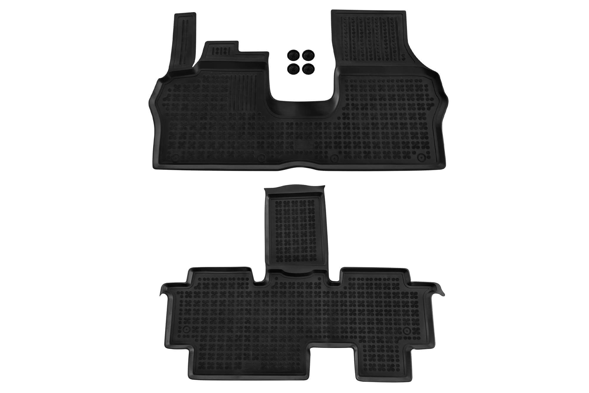 Гумени патосници Rezaw-Plast за Skoda Enyaq IV SUV Coupe електрична  верзија со вграден  тунел за вториот ред седишта по 2020 година 4 дела црни