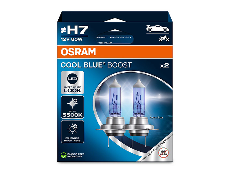 Комплет 2 бр. халогенски сијалици Osram H7 Cool Blue Boost 12V, 80W, PX26d