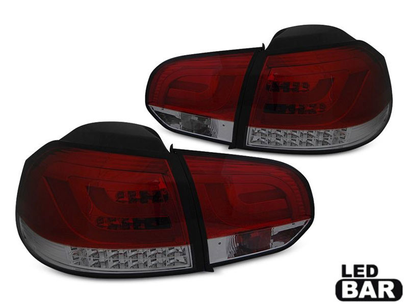 Комплет LED штопови за VW Golf 6 2008-2012, црвено и затемнета основа, лев и десен