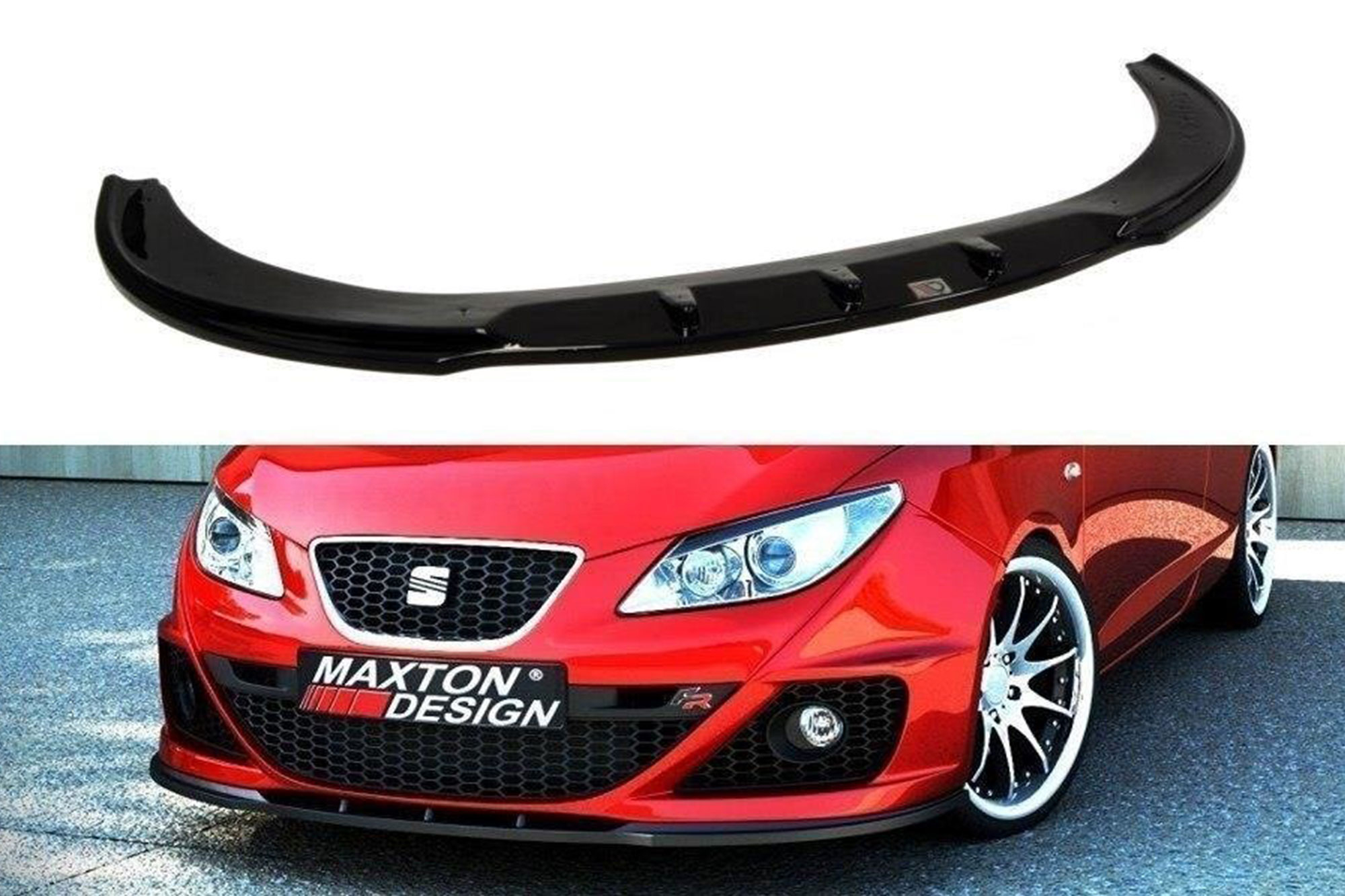 Спојлер Maxton Design за преден тунинг браник за SEAT Ibiza Mk IV FR 2008-2012, црн лак