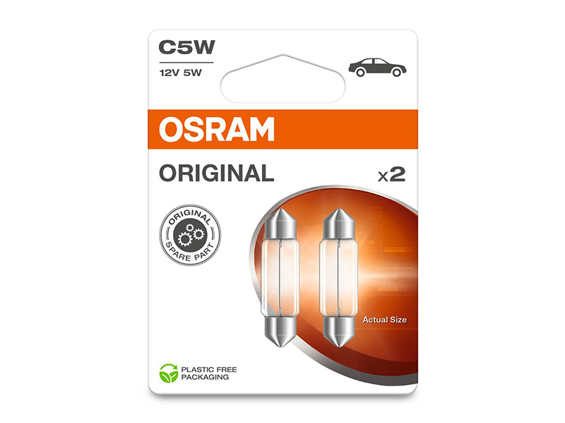 Комплет 2 бр. халогенски сијалици Osram C5W Original 36mm, 12V, 5W, SV8.5-8