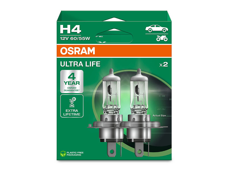 Комплет 2 бр. халогенски сијалици Osram H4 UltraLife 12V, 60/55W, P43t