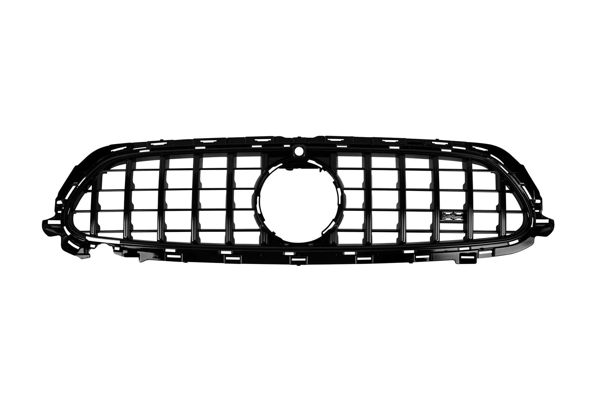 Црн лак решетка тип GT за Mercedes E класа W213 седан, S213 караван, C238 купе, A238 кабрио AMG Sport Line & Avantgarde, E53 AMG по 2020 година со отвор за камера