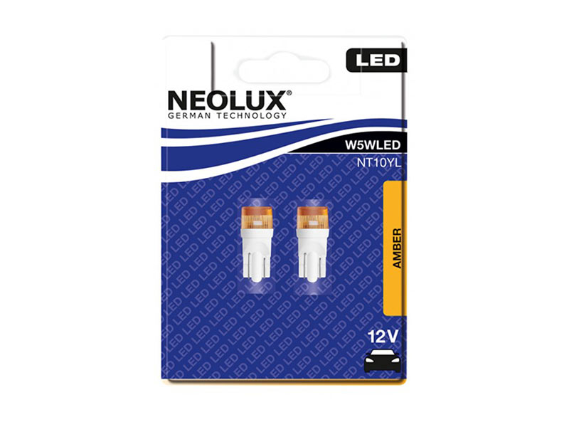 Комплет 2 бр. LED ламби NeoLux тип W5W жолти, 12V, 0.5W, W2.1x9.5d