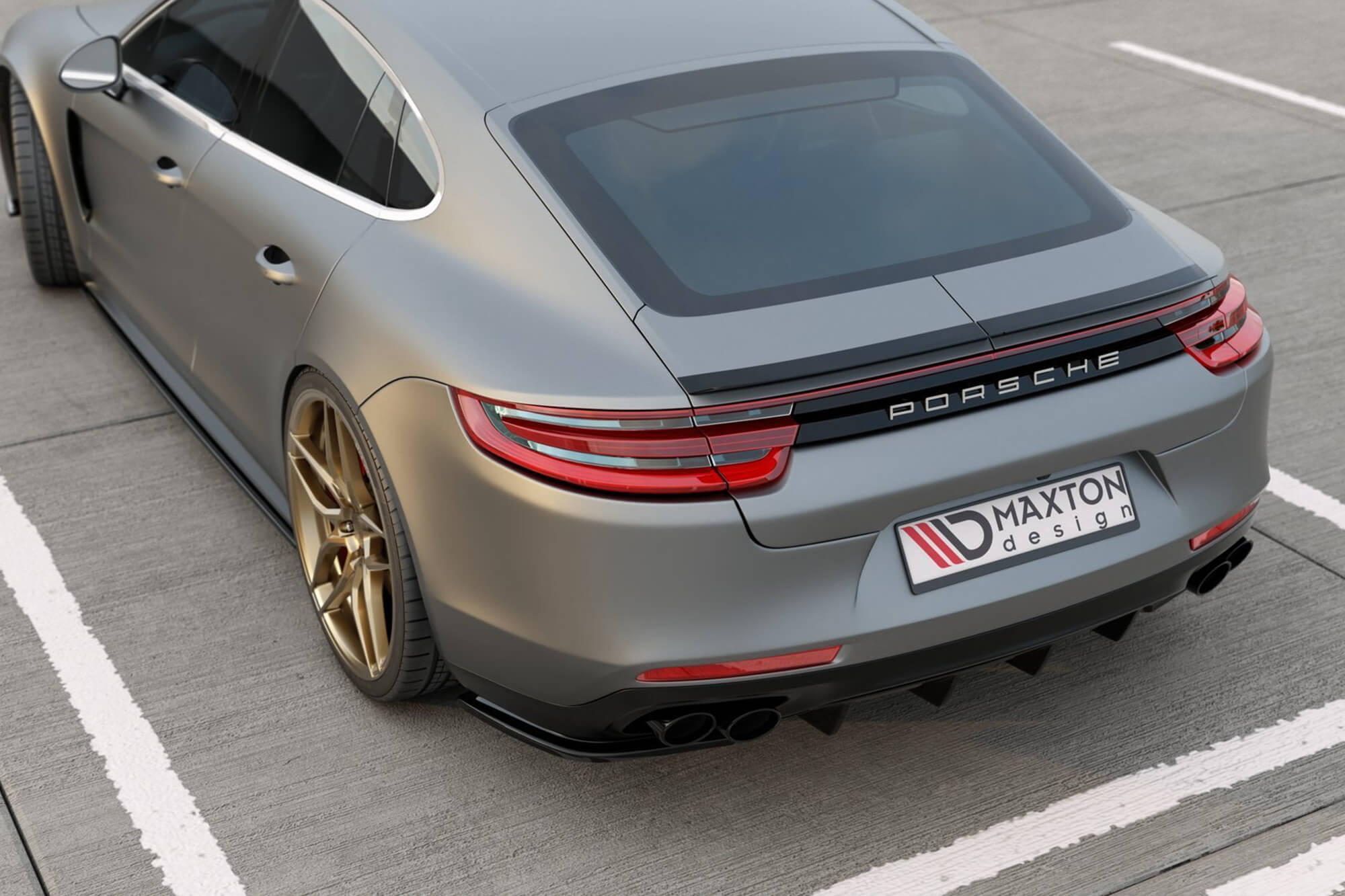 Странични додатоци  Maxton Design за заден браник на Porsche Panamera 971 Turbo, GTS по 2016 година, црн лак