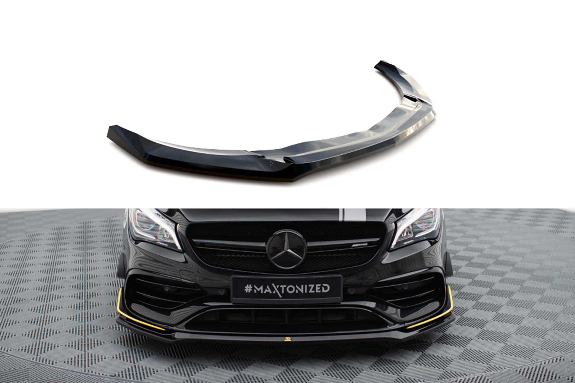 Спојлер  Maxton Design верзија 3 за преден  AMG браник на Mercedes CLA 45 Aero C117 2017-2019, црн лак