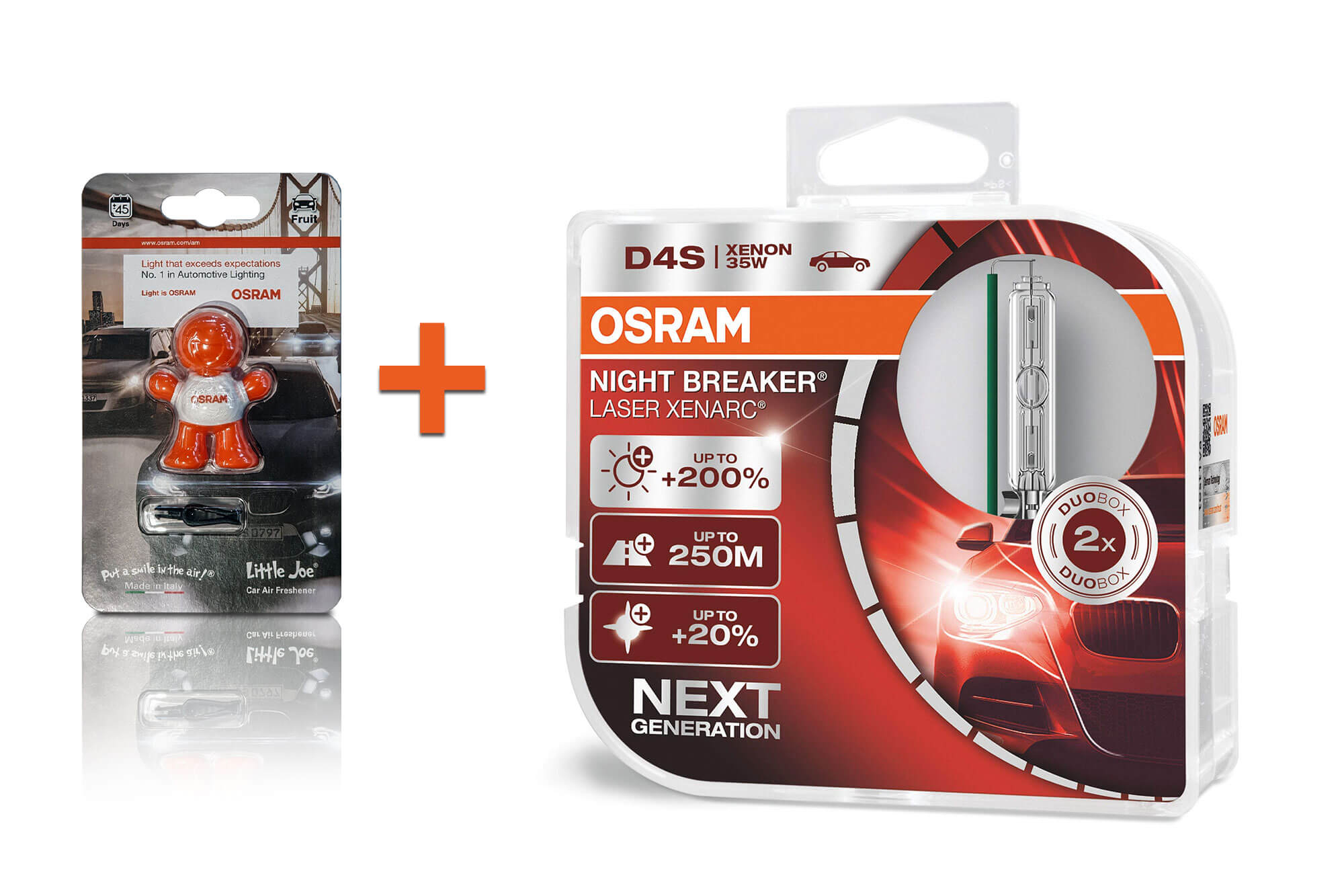 Комплет 2 бр. ксенон сијалици Osram D4S Xenarc Night Breaker Laser +200% 42V, 35W, P32d-5