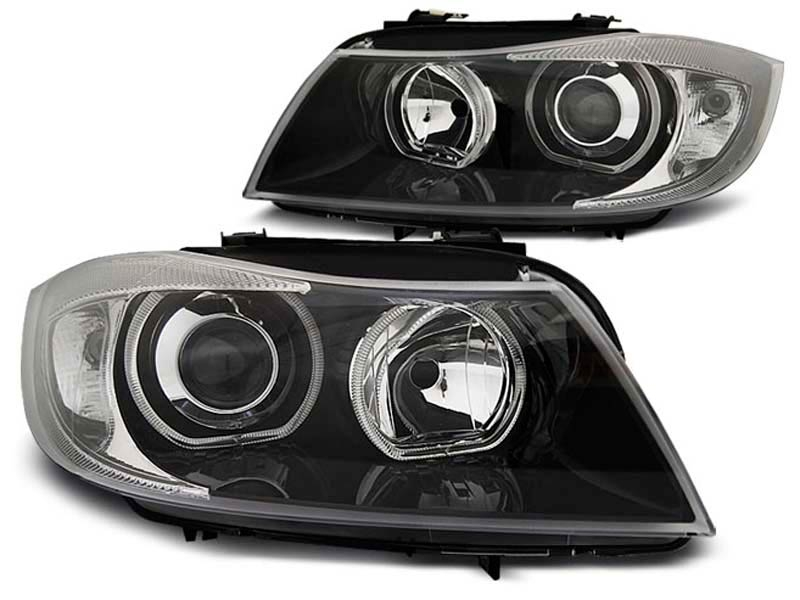 Комплет тунинг фарови со LED ангелски очи за BMW 3 E90/E91 03.2005-08.2008 , лев и десен