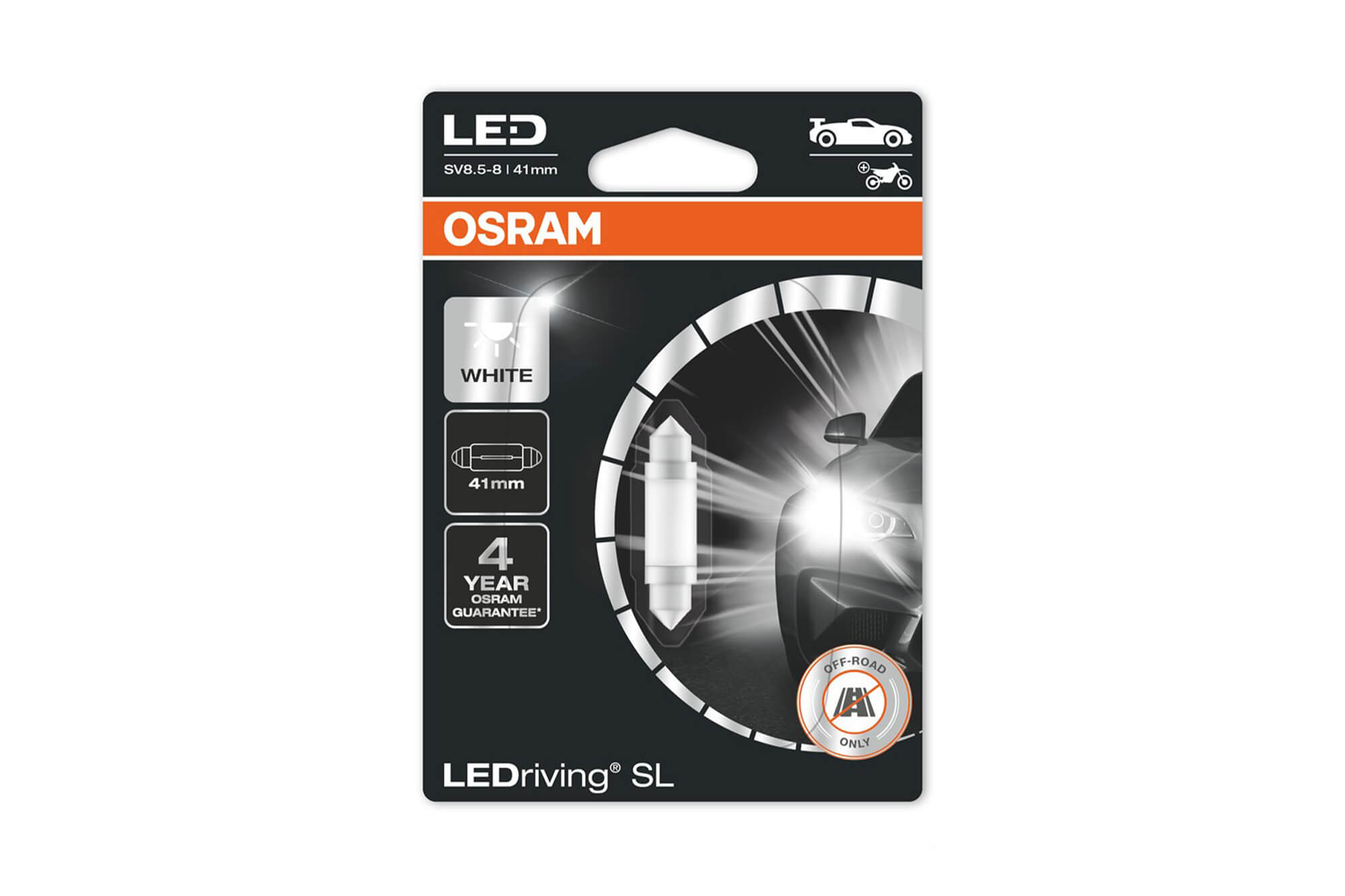 LED ламба  Osram тип C5W 41mm., ладно бела  6000K, 12V, 25LM, 0.60W, SV8.5-8, 1 број