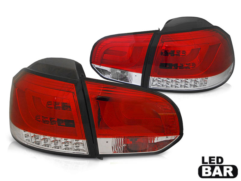 Комплет LED штопови за VW Golf 6 2008-2012, црвено и бела основа, лев и десен