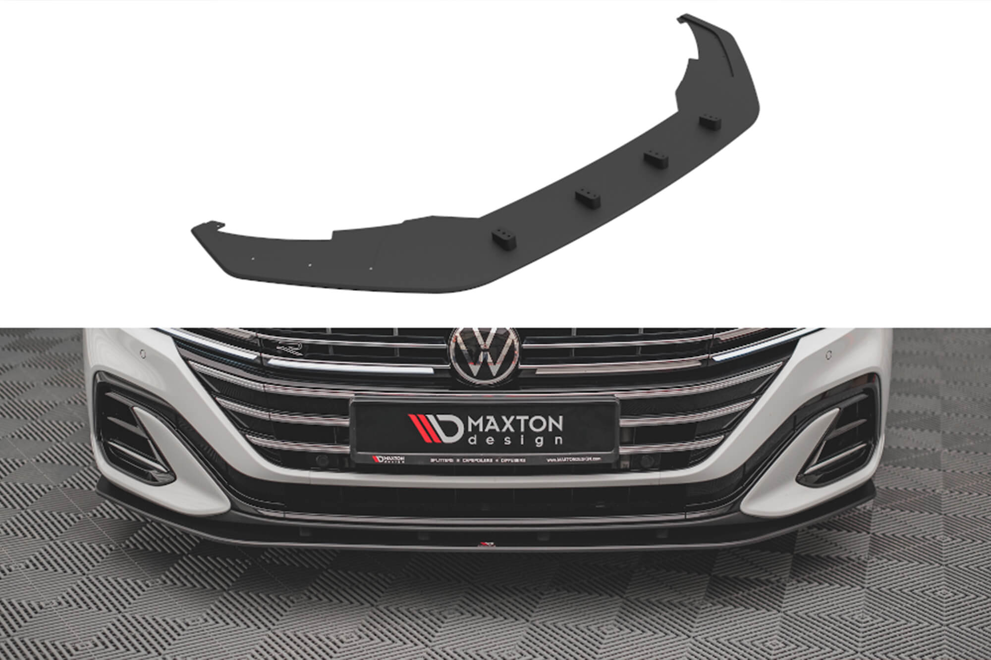 Спојлер  Maxton Design тип Street Pro за преден  R-Line браник на VW Arteon по 2020 година, црн мат