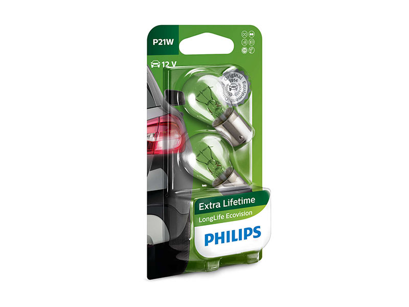 Халогенска сијалица Philips P21W LongLife EcoVision 12V, 21W, BA15S, 1 бр.