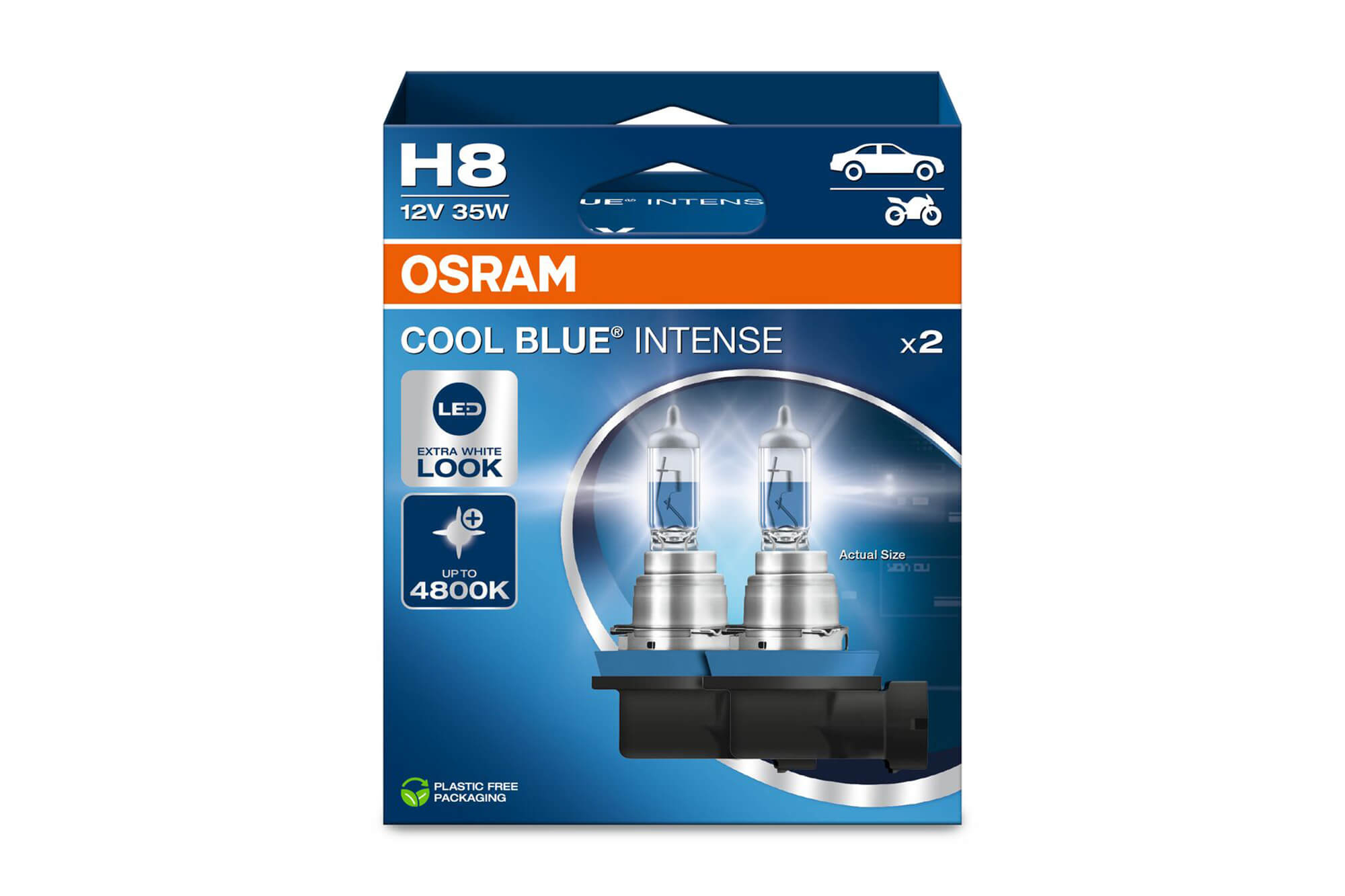 Комплет 2 бројки Халогенски сијалици H8 Osram Cool Blue Intense Next Gen 12V, 35W, PGJ19-1, 4800K, 800lm