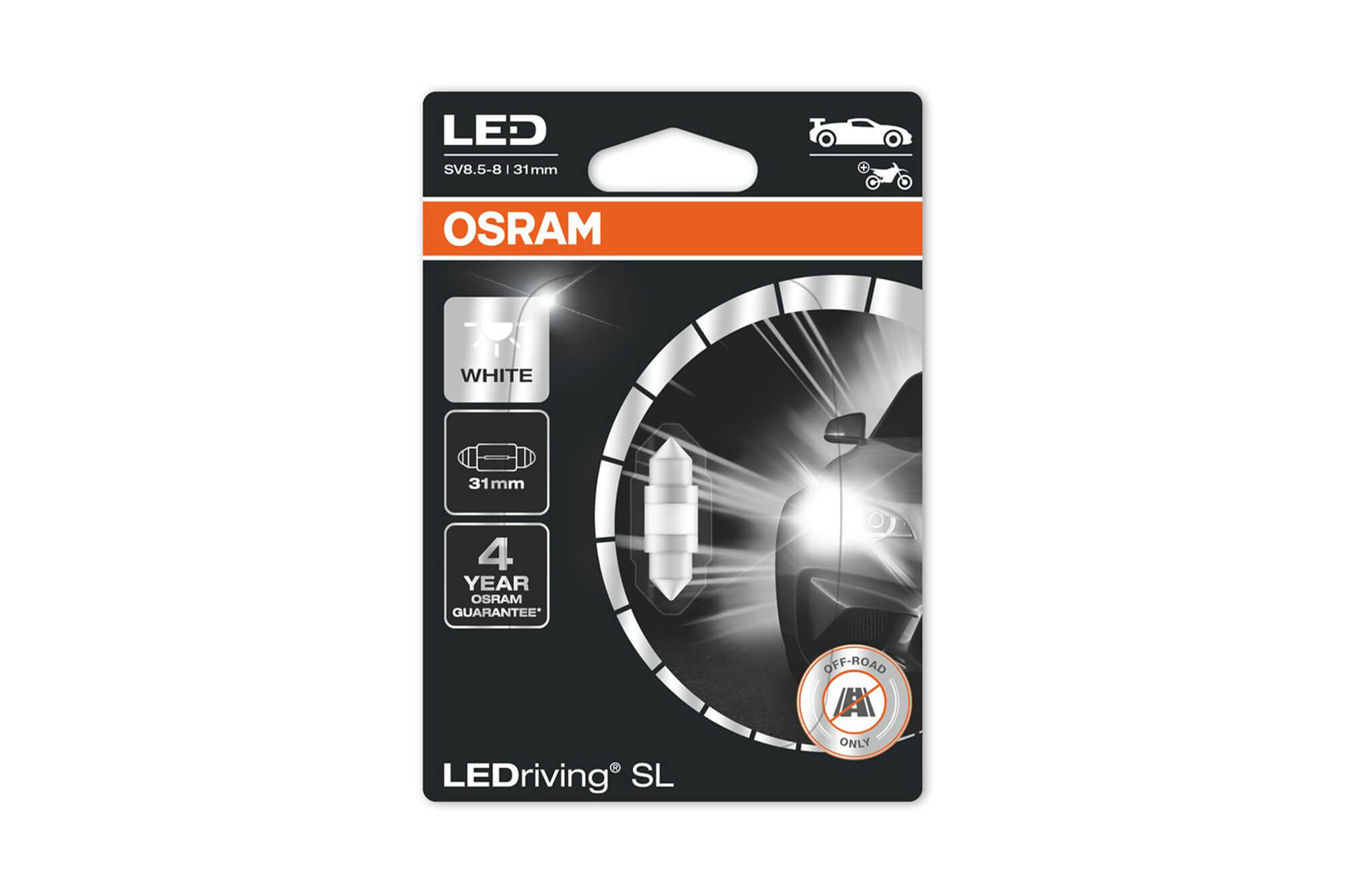 LED ламба  Osram тип C5W 31mm., ладно бела  6000K, 12V, 45LM, 1W, SV8.5-8, 1 број