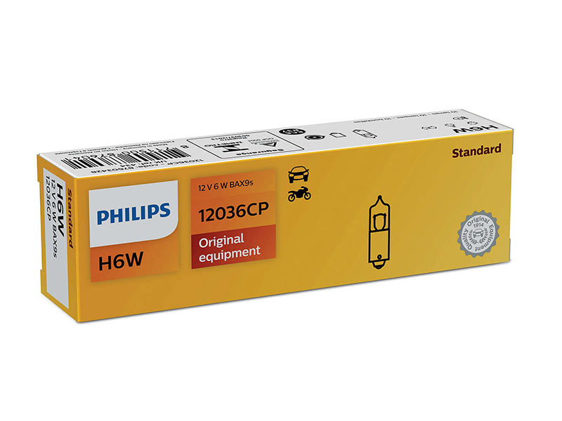 Халогенска сијалица Philips H6W Standard 12V, 6W, BAX9S, 1 бр.