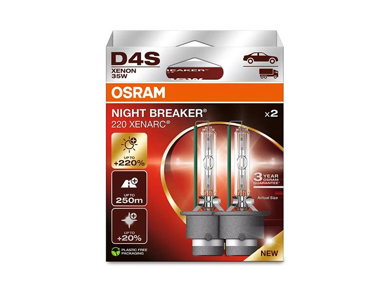 Комплет 2 бројки ксенон сијалици D4S Osram Xenarc Night Breaker 220 42V, 35W, P32D-5, 4400K, 3200lm