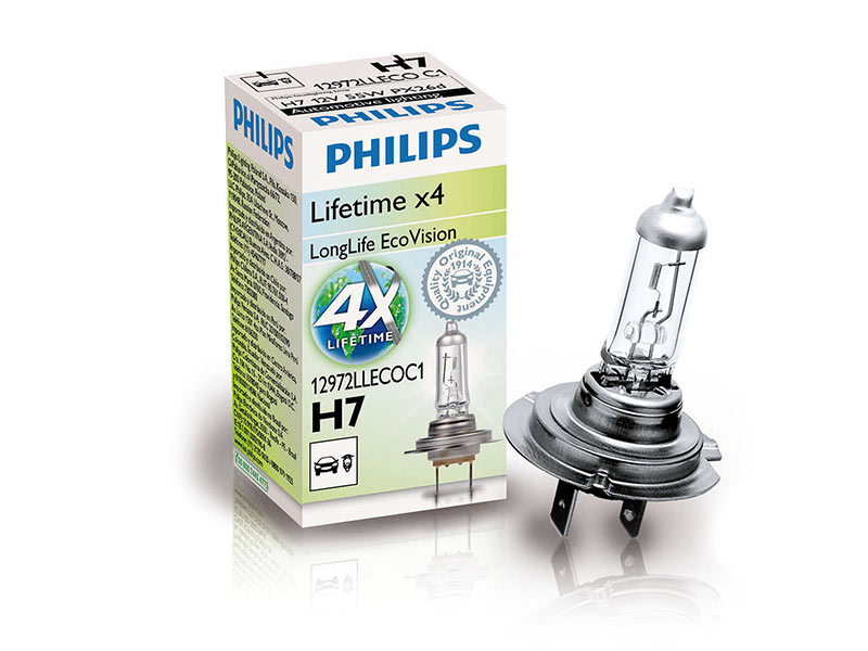 Халогенска сијалица Philips H7 LongLife EcoVision12V, 55W, PX26D, 1 бр.