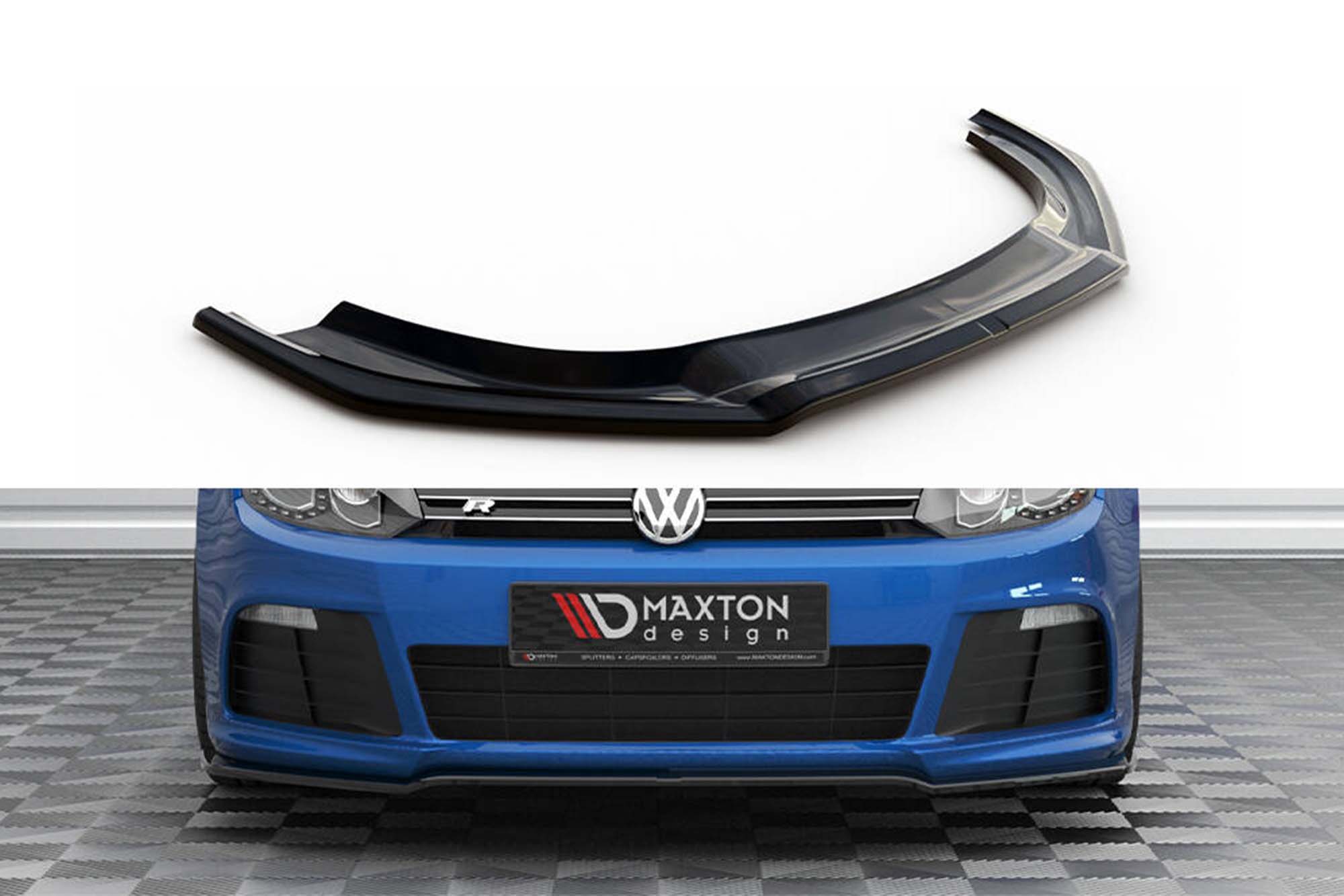 Спојлер  Maxton Design верзија 2 за преден  браник на Volkswagen Golf VI R 2008-2012, црн лак