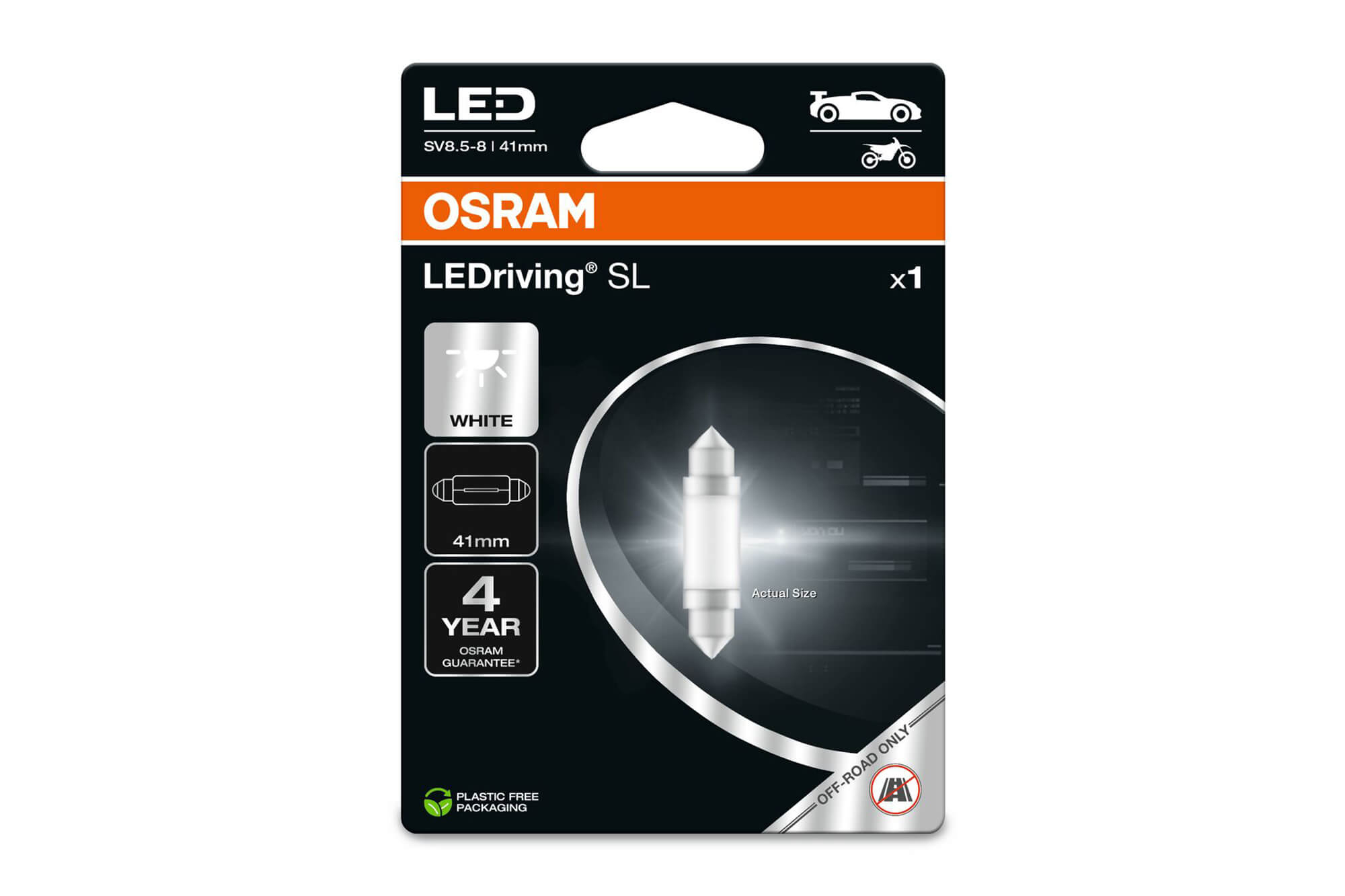 LED ламба  Osram тип C5W 41mm., ладно бела  6000K, 12V, 25LM, 0.60W, SV8.5-8, 1 број