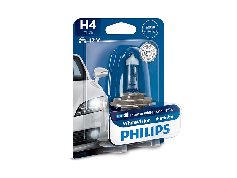 Халогенска сијалица Philips H4 White Vision12V, 60/55W, P43T-38, 1 бр.