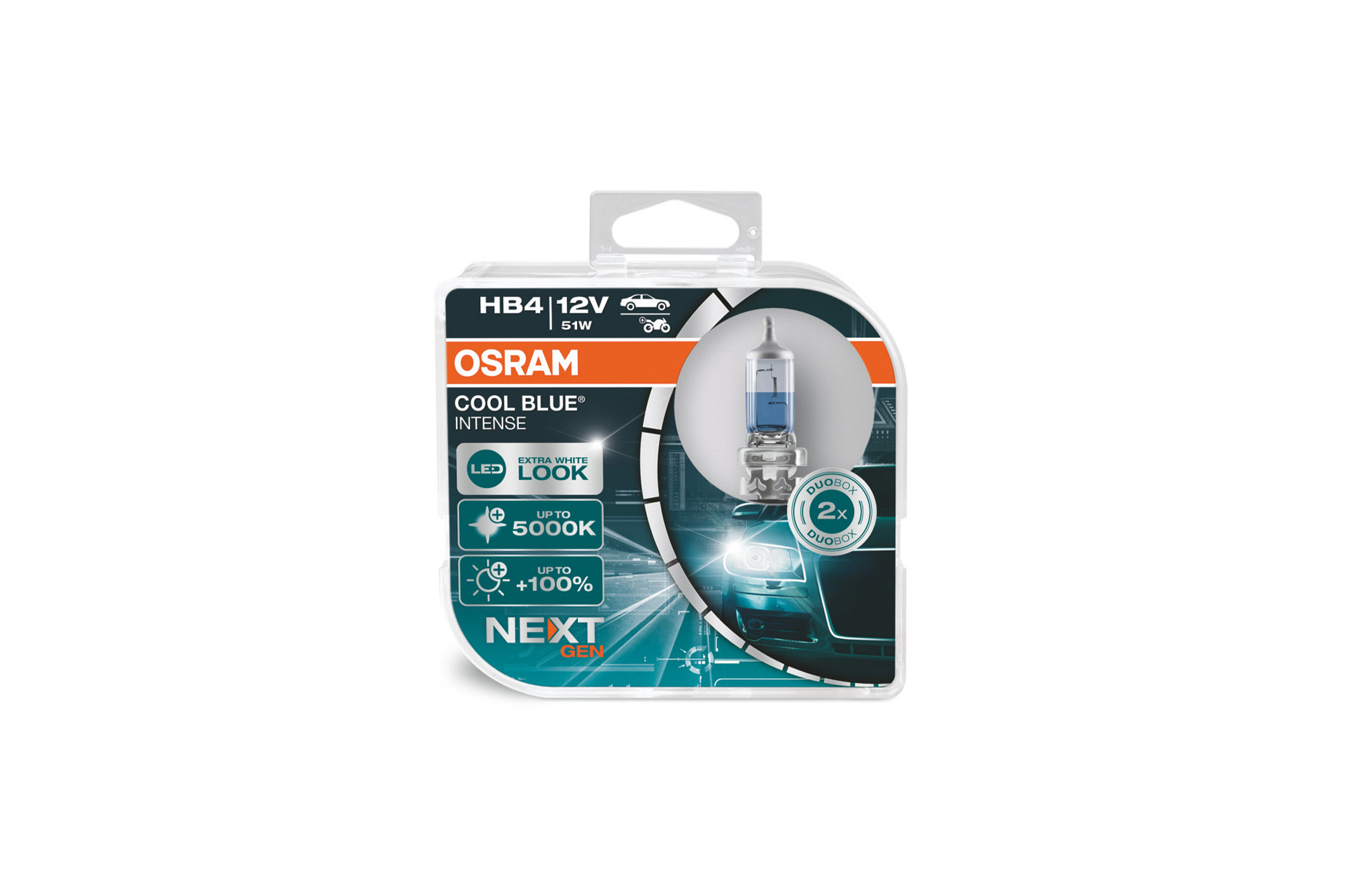 Комплет 2 бројки Халогенски сијалици HB4 Osram Cool Blue Intense Next Gen 12V, 51W, P22d, 5000K, 1095lm