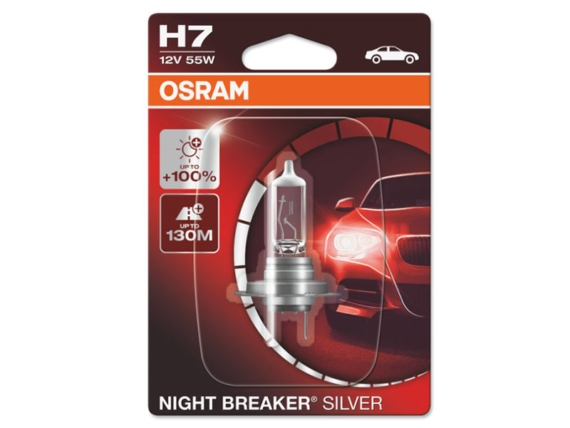 Халогенска сијалица Osram H7 Night Breaker Silver 12V, 55W, PX26d, 1500lm, 1 бр. во блистер