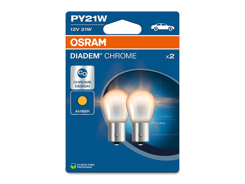 Комплет 2 бр. халогенски сијалици Osram PY21W Diadem Chrome 12V, 21W, BAU15s