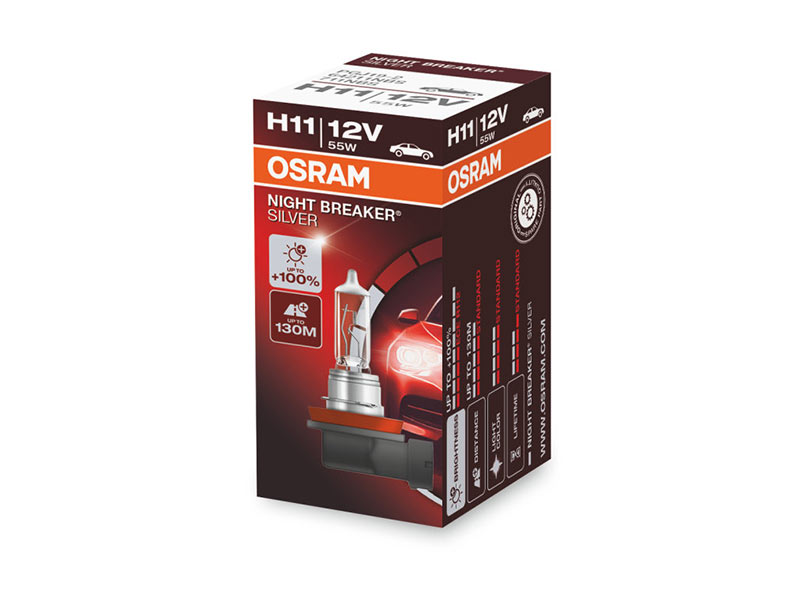 Халогенска сијалица Osram H11 Night Breaker Silver 12V, 60/55W, PGJ19-2, 1350lm, 1 бр. во кутија