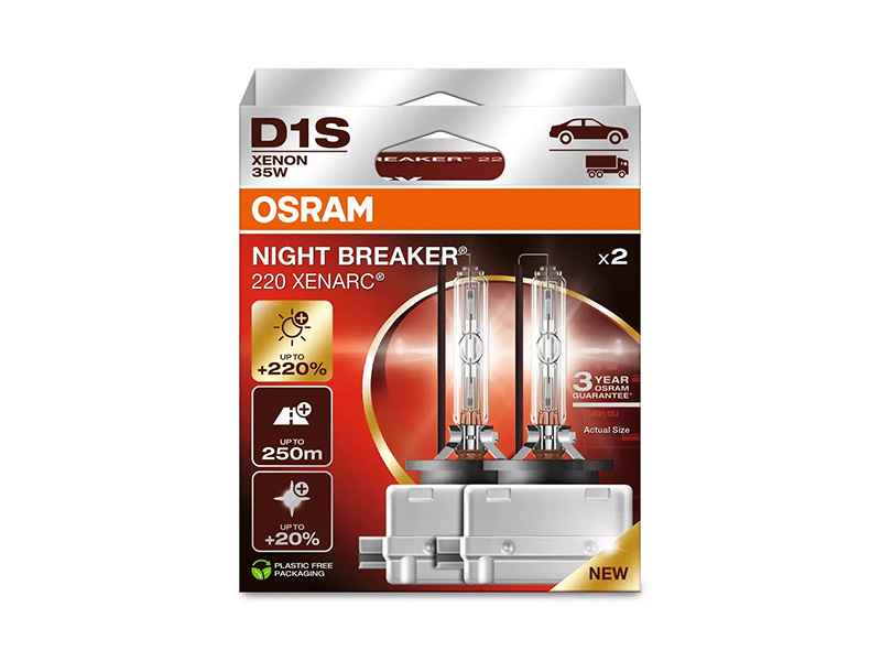 Комплет 2 бројки ксенон сијалици D1S Osram Xenarc Night Breaker 220 85V, 35W, PK32D-2, 4500K, 3200lm