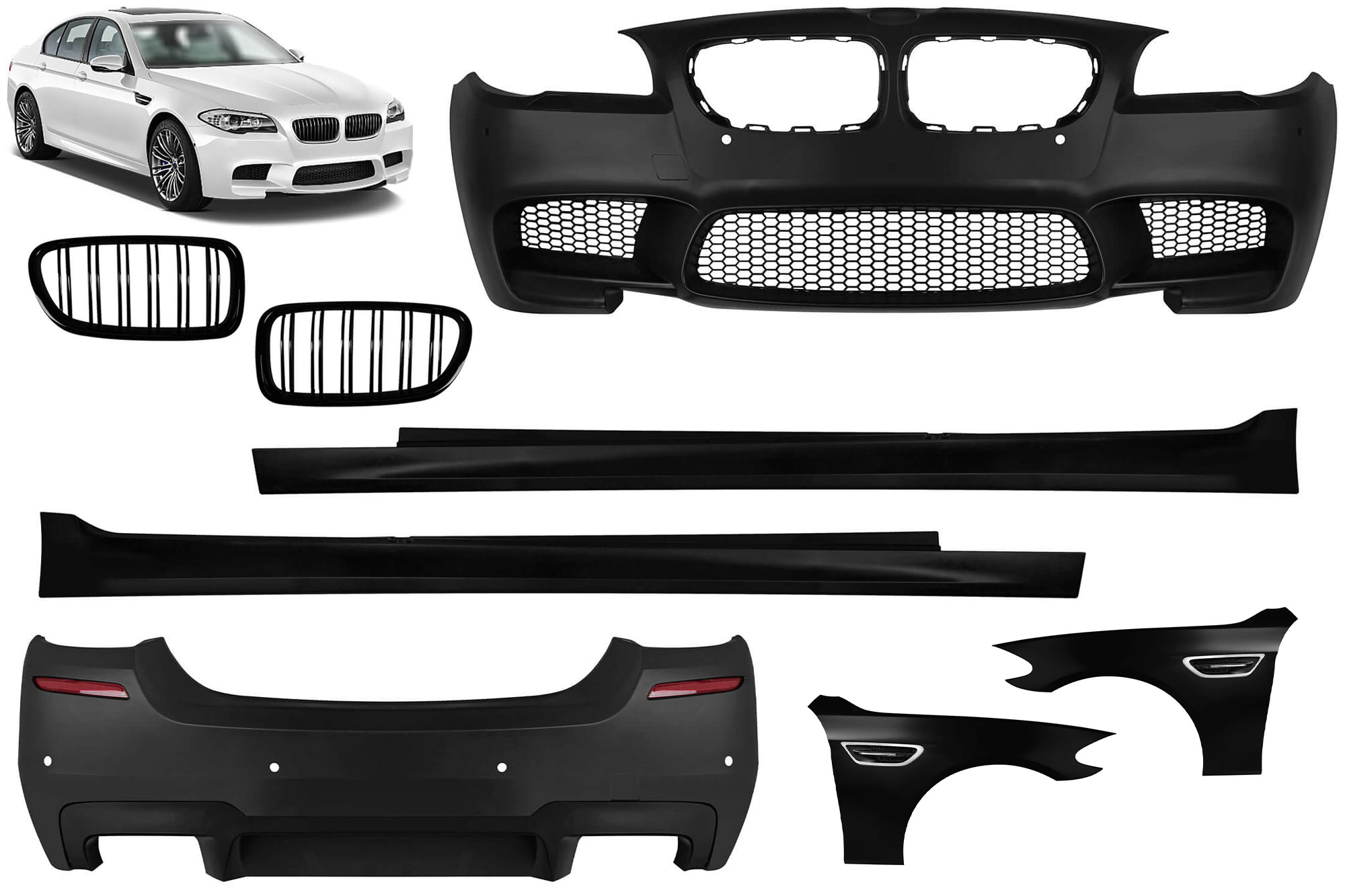 M5 пакет со калници тип M5 со жмигавец и за BMW серија 5 F10 седан 2010-2017