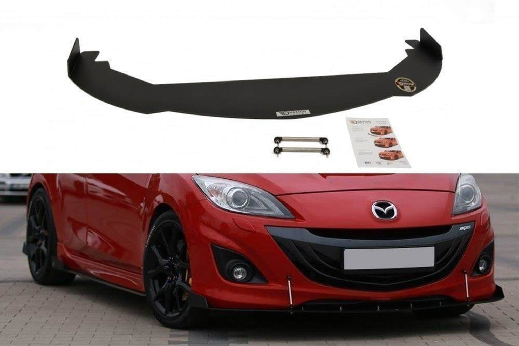 Спојлер  Maxton Design тип Racing за преден  MPS браник на Mazda 3 2009-2013, црн мат