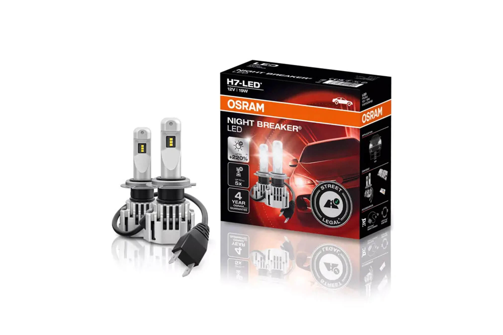 LED сијалици Osram за фарови H7 Night Breaker ладно бела  светлина, 12V, 19W, 6000K, 1500LM