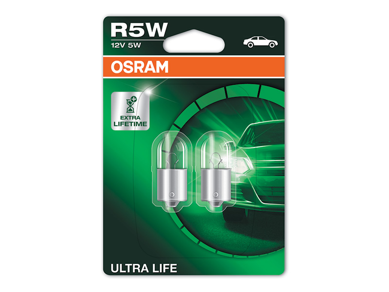 Комплет 2 бр. халогенски сијалици Osram R5W Ultra Life 12V, 5W, BA15s