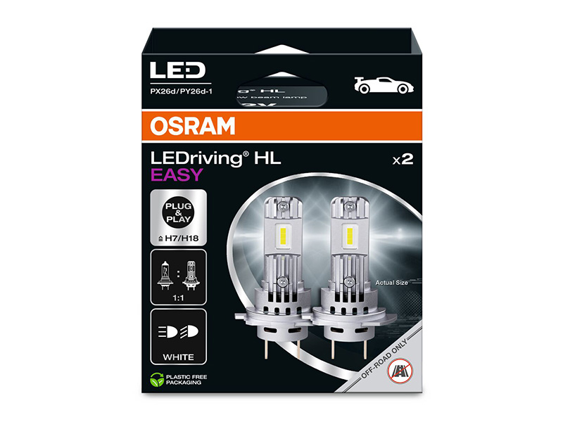 Комплет 2 бројки LED сијалици Osram Easy H7/H18 12V, 16W, 6500K, 1400lm