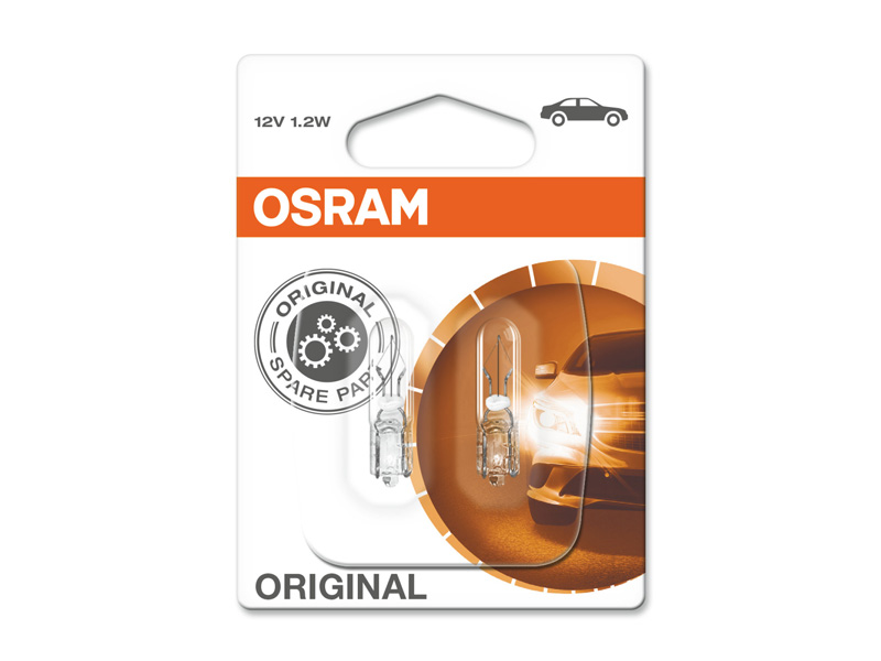 Комплет 2 бр. сијалици за контролна табла/ шалт табла Osram Original 12V, 1.2W, W2X4.6d