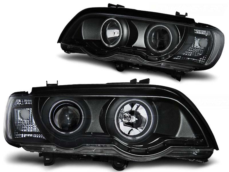 Комплет тунинг фарови со CCFL ангелски очи и LED лента за BMW X5 E53 09.1999-10.2003 , лев и десен