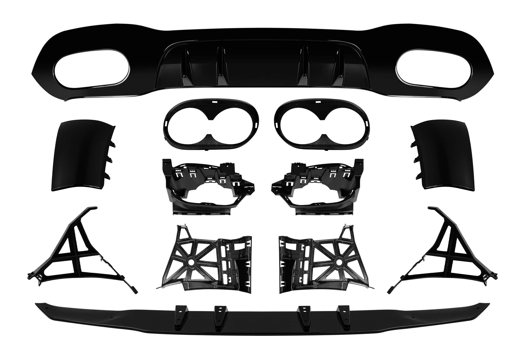 Дифузер  тип A45 за заден AMG браник на Mercedes A класа A177 седан по 2018 година, црн лак -oo--oo-