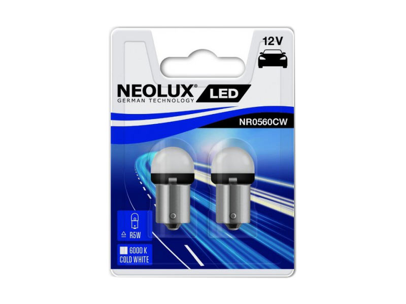 Комплет 2 бр. LED ламби NeoLux тип R5W ладно бела , 6000K, 12V, 0.8W, BA15s